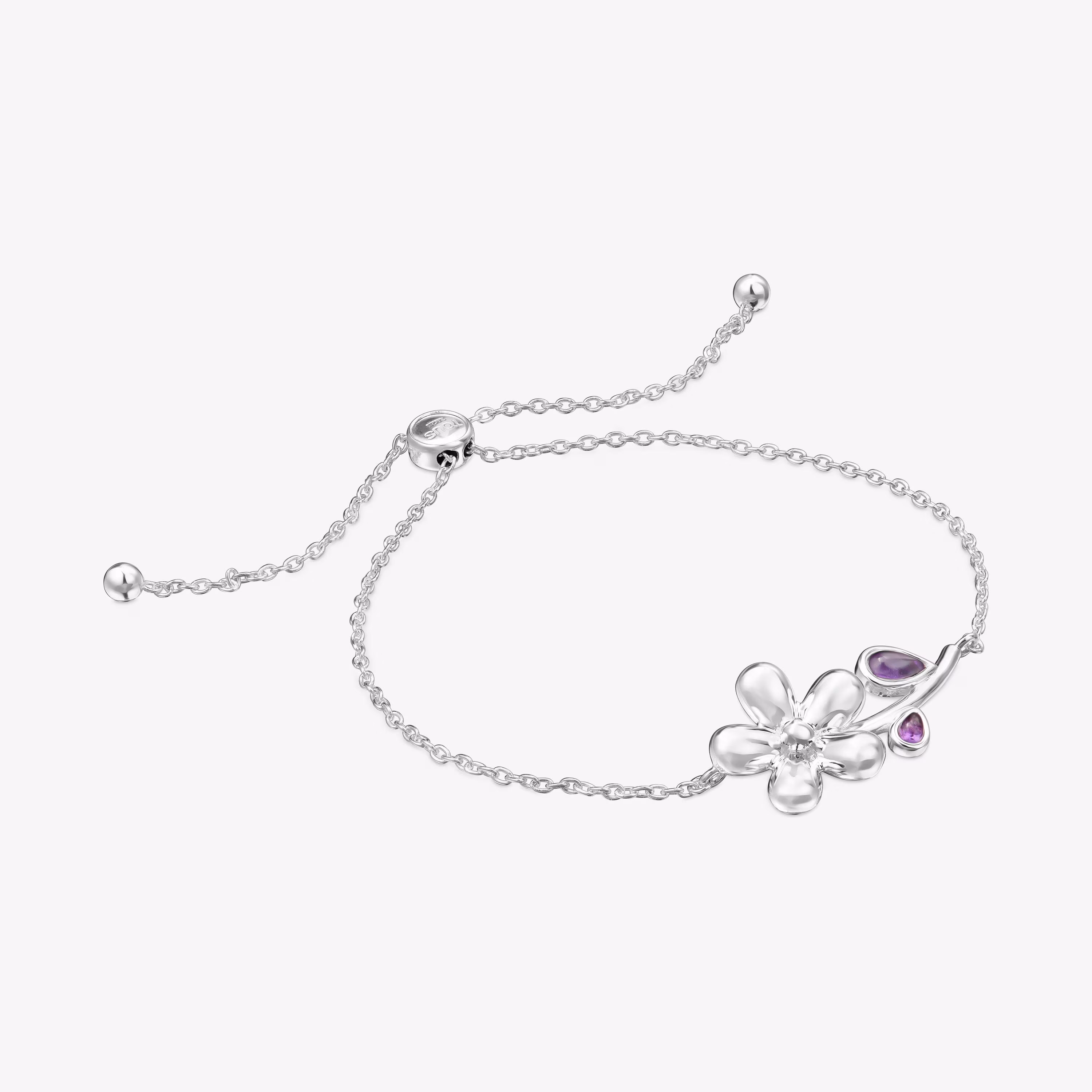 Pulsera cadena de plata y amatista Daisy
