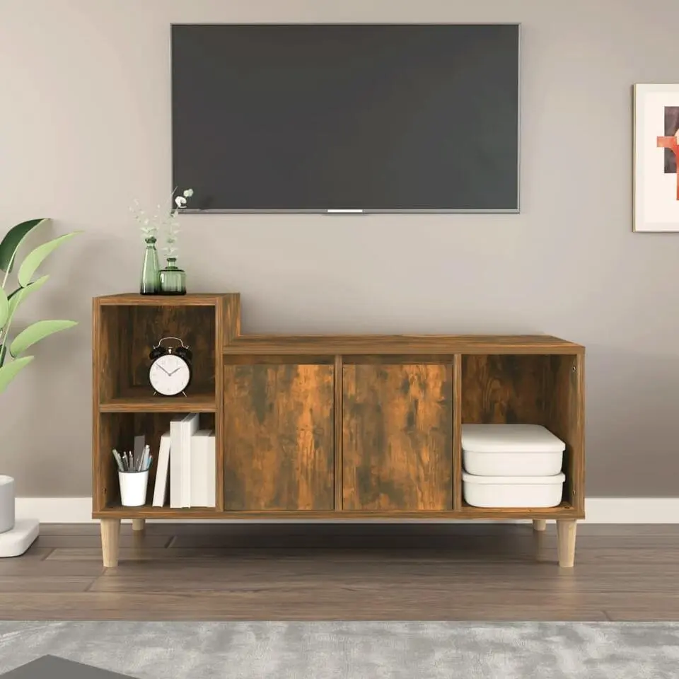 vidaXL - Tv-meubel - Eikenkleurig - Bewerkt hout - 100 x 35 x 55 cm