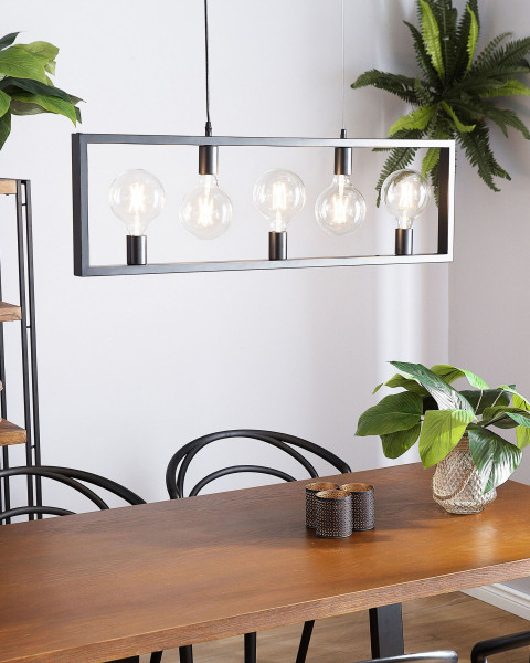 Lampa wisząca 5 żarówek metalowa czarna