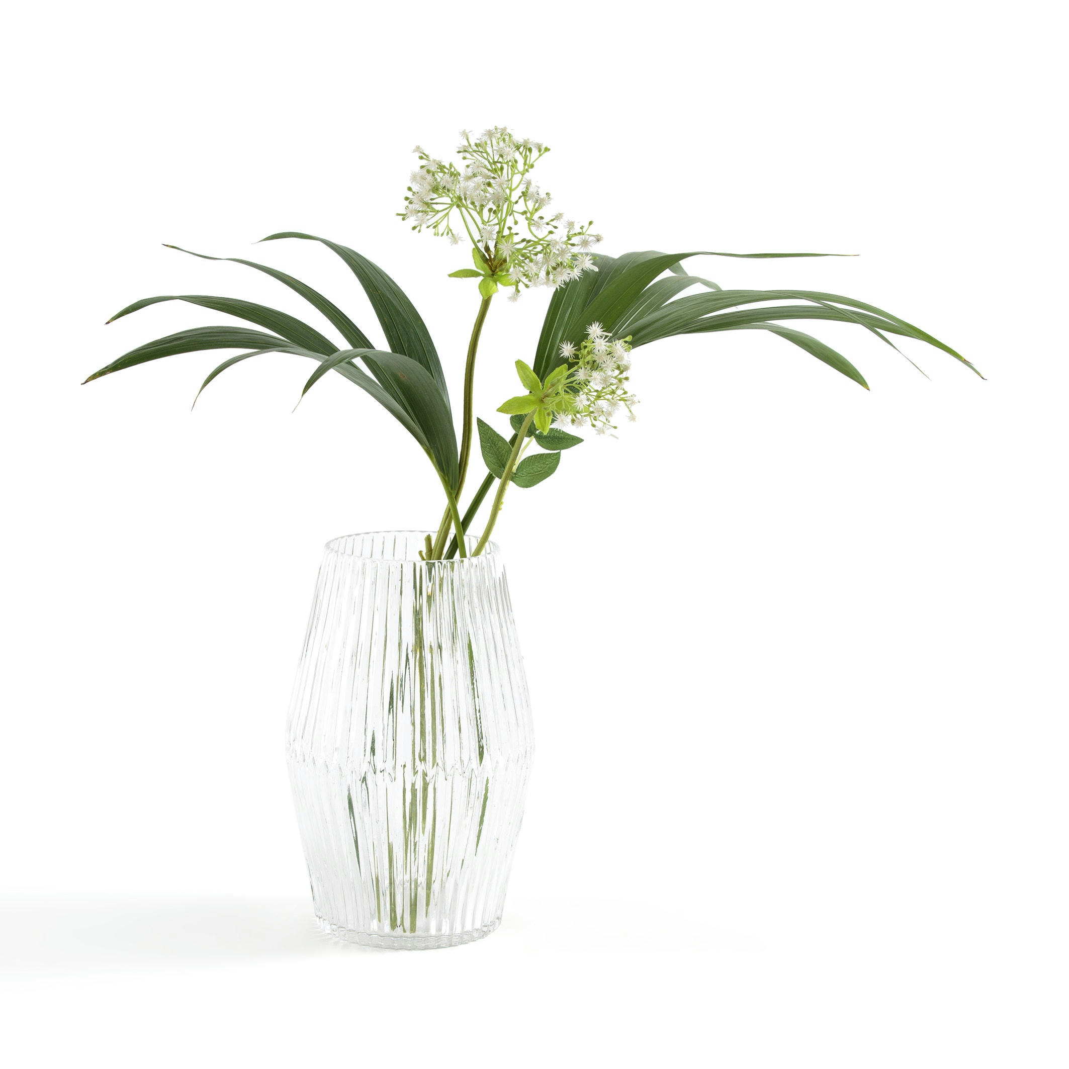 Vase verre rainuré forme cylindre H25 cm, Afa