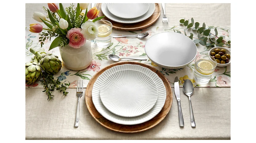 Komplet obiadowy ceramiczny Sezam 18 el. jasnoszary