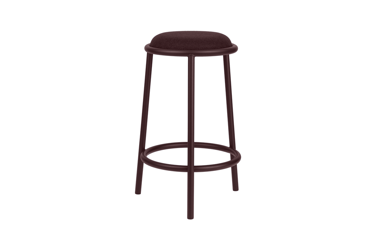 noo.ma Wine Berry barkruk - metalen frame, zachte gestoffeerde zitting