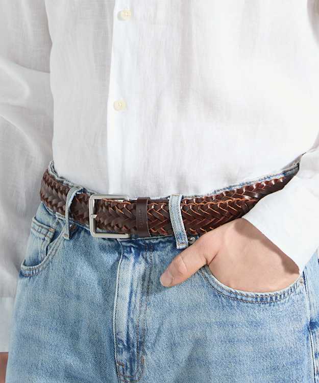 Oxlet Dark Tan - Leather Woven Belt