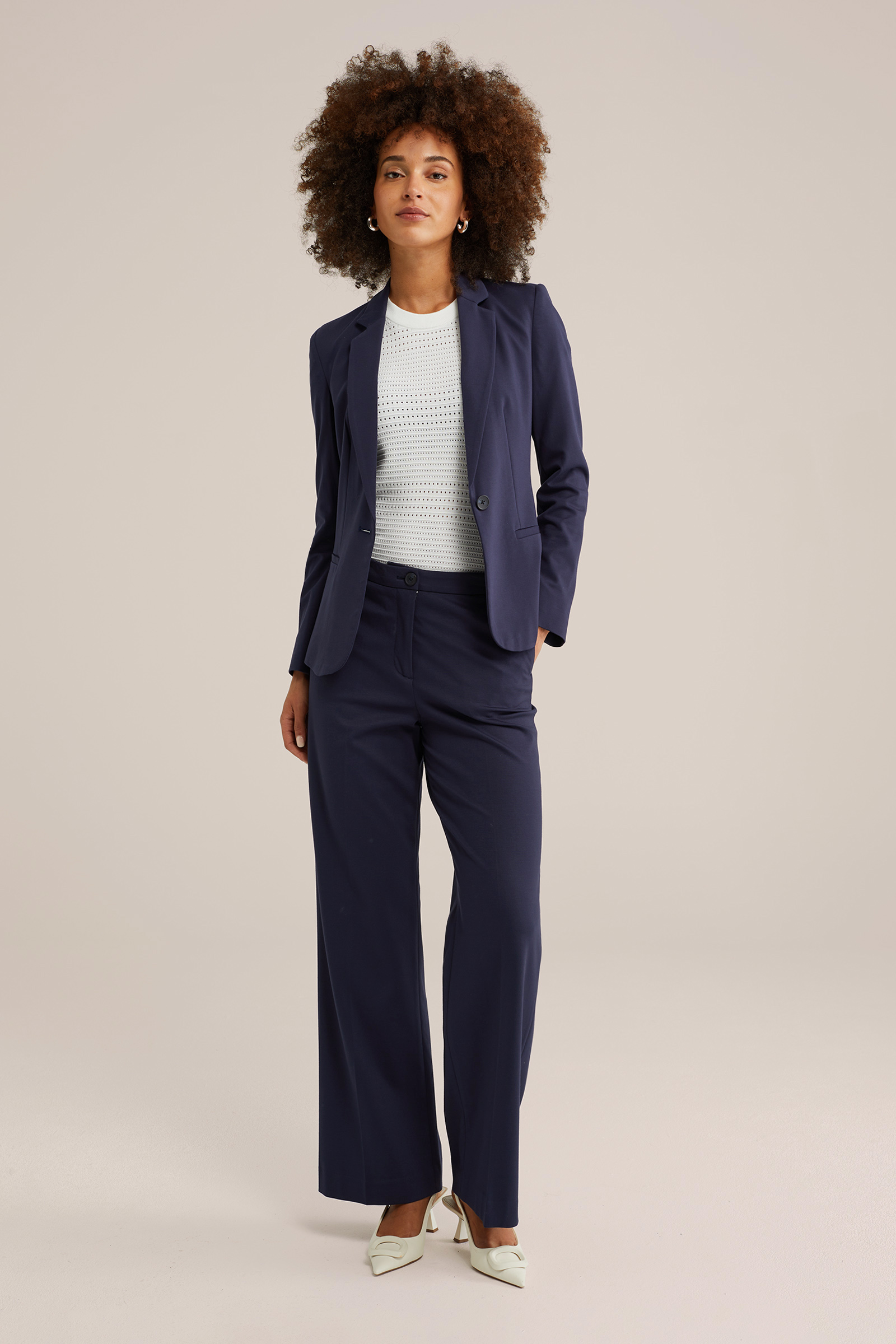 Dames getailleerde jersey blazer met stretch