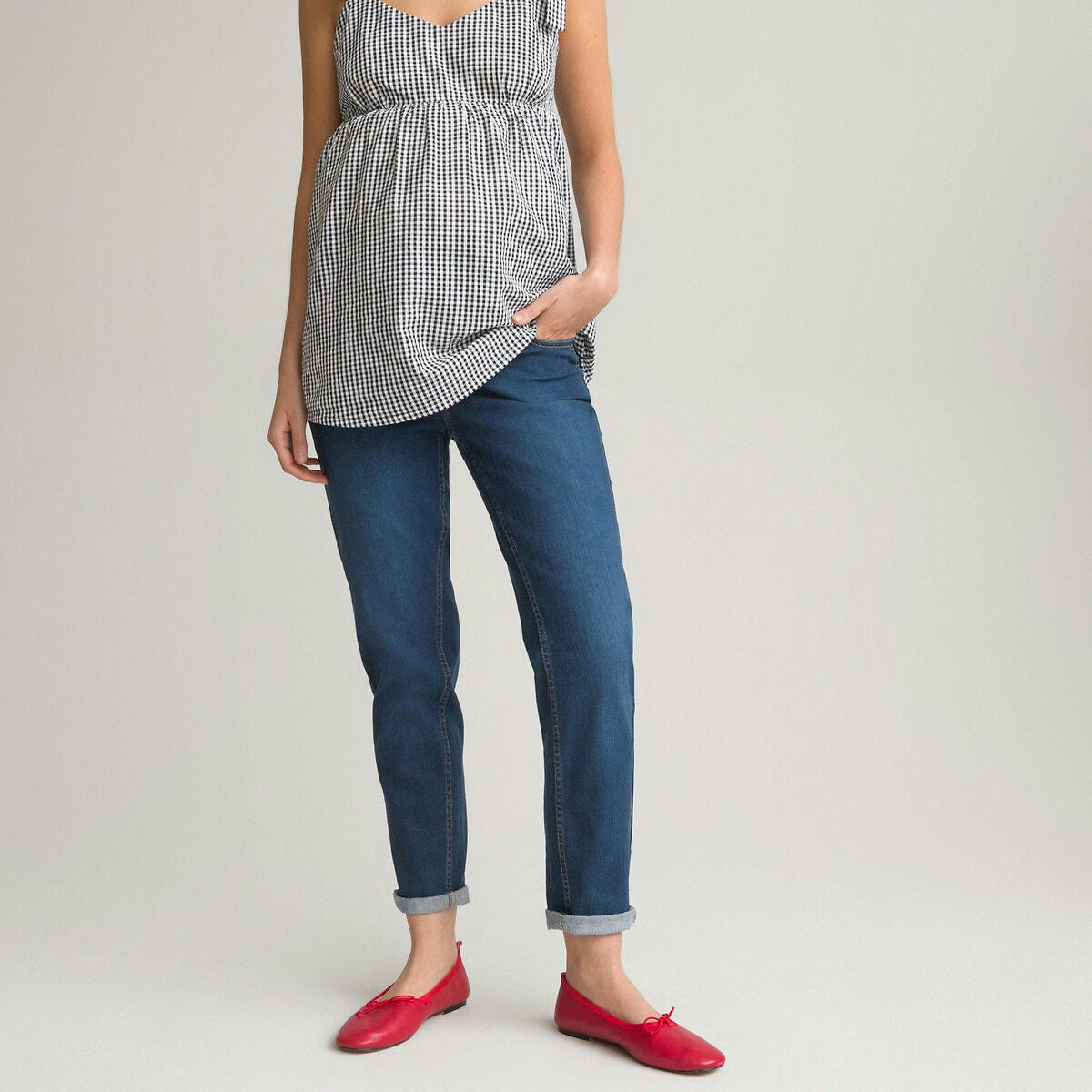 Jean boyfit de grossesse, bandeau haut coton bio