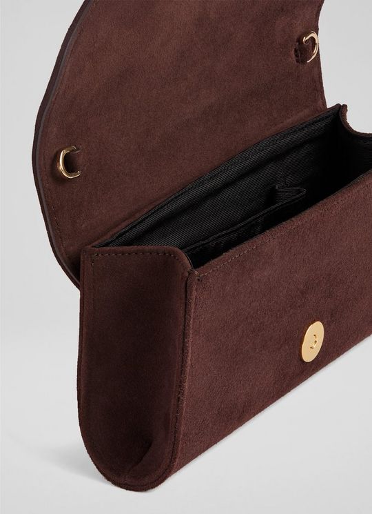 Florence Chocolate Suede Clutch Bag