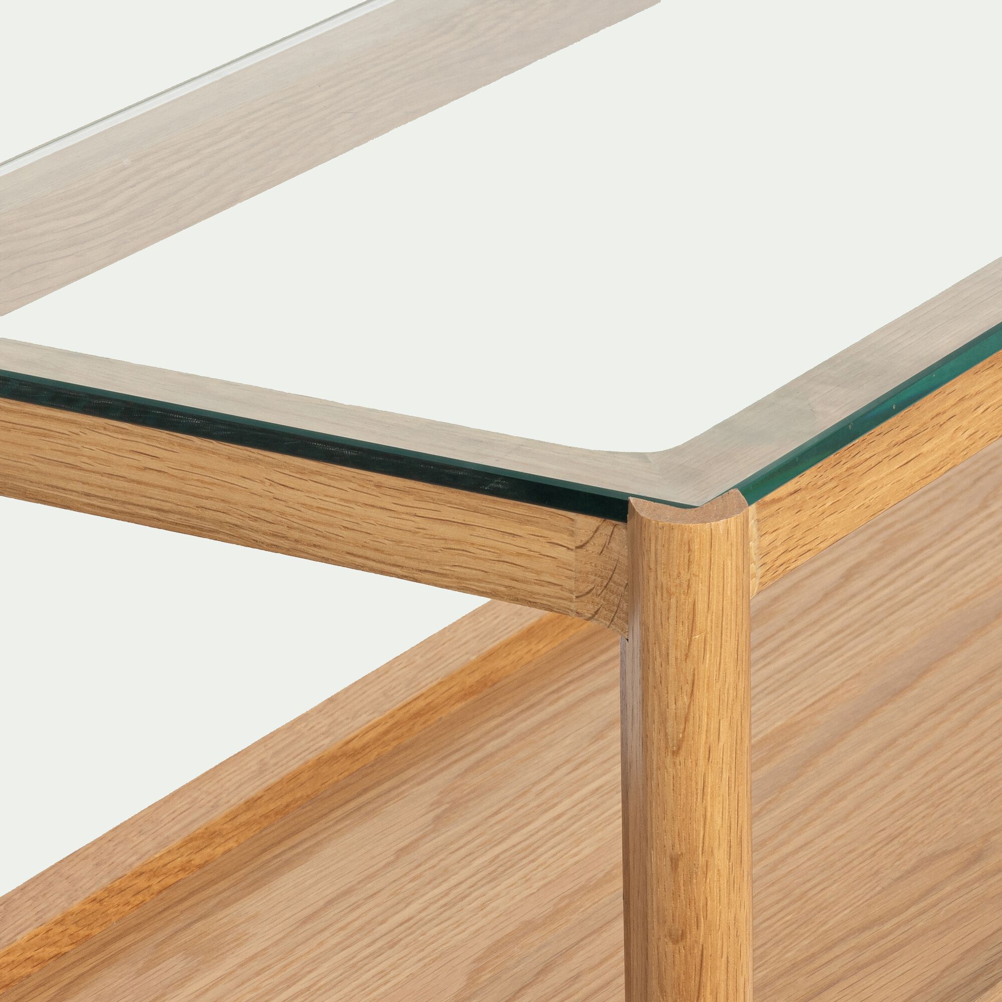 QUADRAT - Console en bois et verre trempé l120cm - bois clair