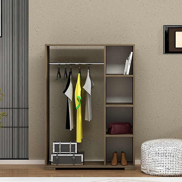 Armoire Nesbyen avec 4 compartiments de stockage 123 x 90 x 30 cm effet noyer en.casa