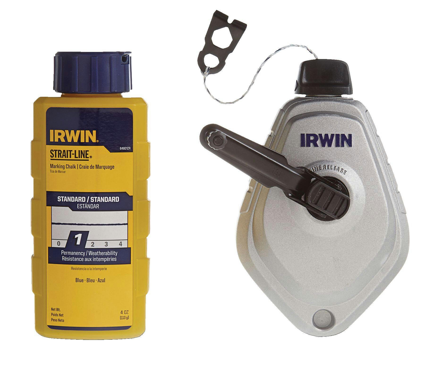 IRWIN 1932889 Mach6 Line Reel Combo with Blue Chalk, 100-ft