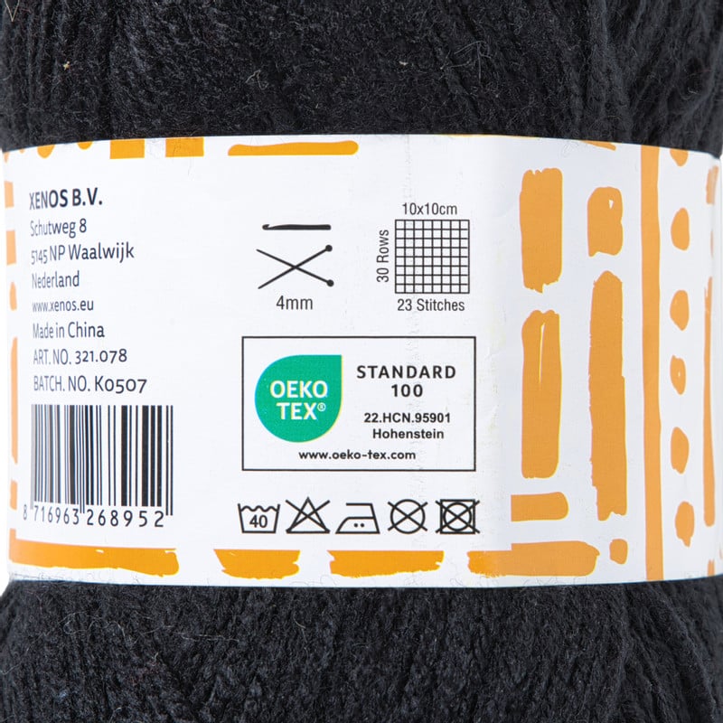 Garen acryl - zwart - 100 gram - 240 meter