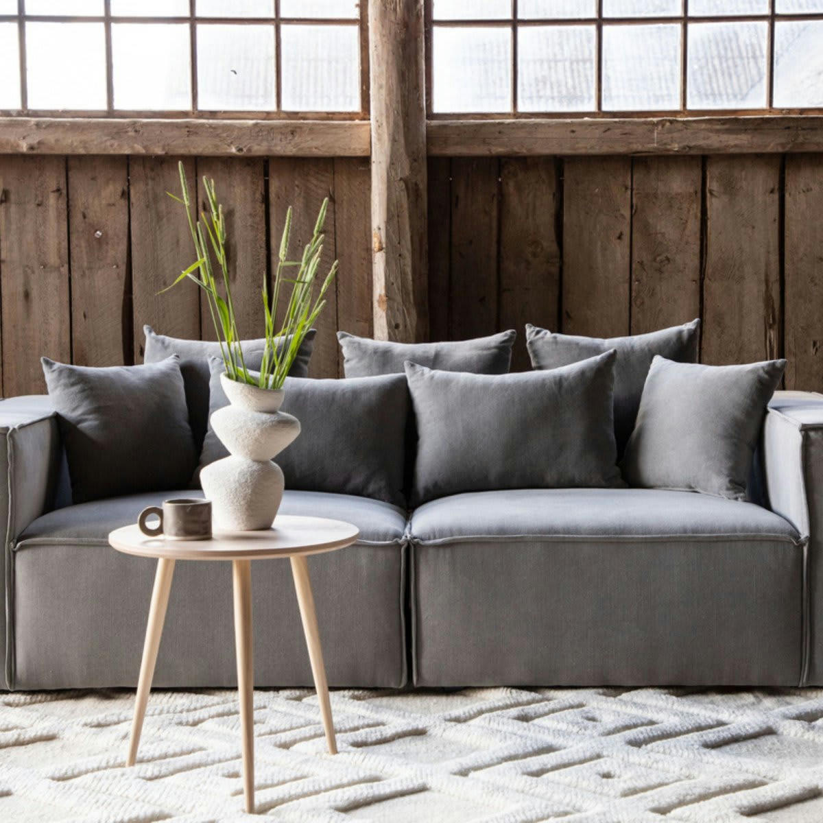 HYPPOLITE - Canapé droit 2 places en tissu gris