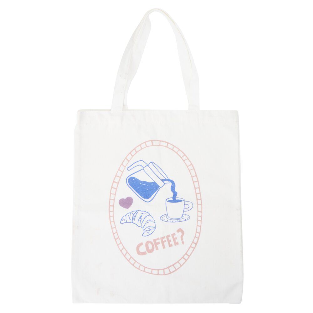 Tote bag polycoton motif déjeuner 36x42cm (2 modèles coffee ou croissant)
