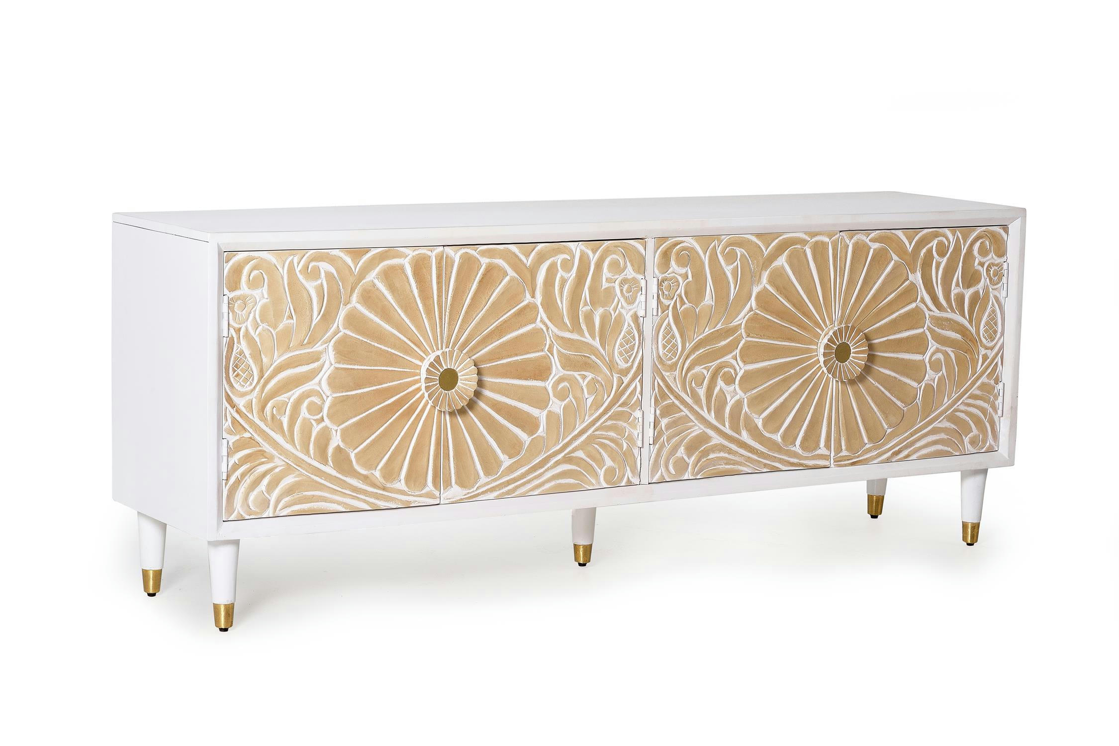 - Meuble TV en manguier blanc