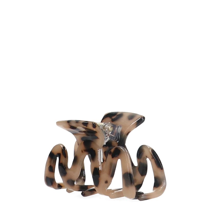 Manfield Bruine zigzag haarclip met print