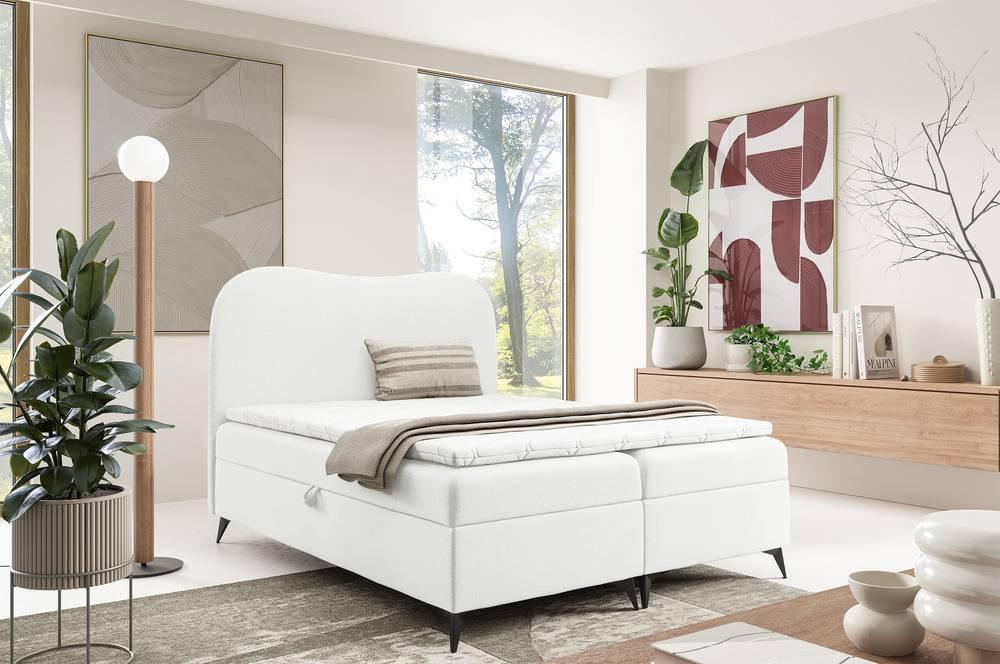 Boxspring Adler bouclé met opbergruimte 180 x 200 cm
