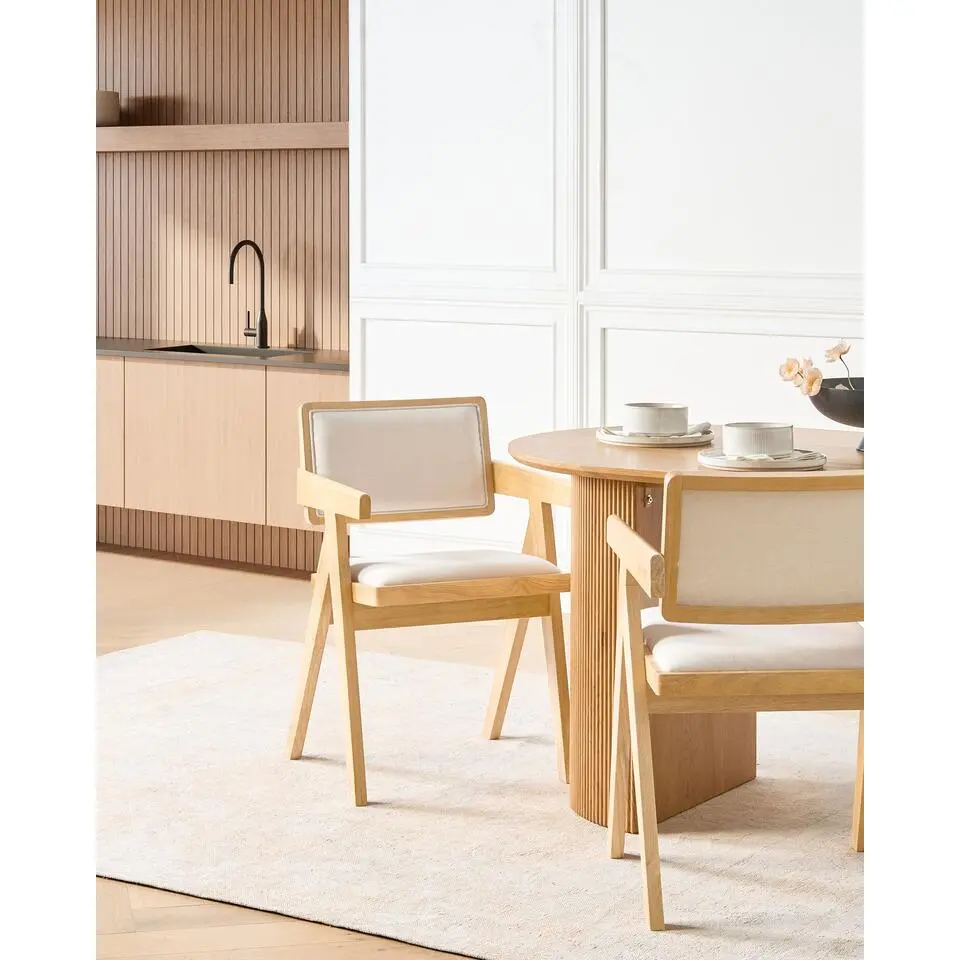 CARMODY - Eetkamerstoel set van 2 - Lichtbruin - Rubberhout