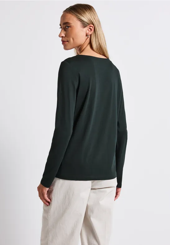 Langarmshirt in Unifarbe