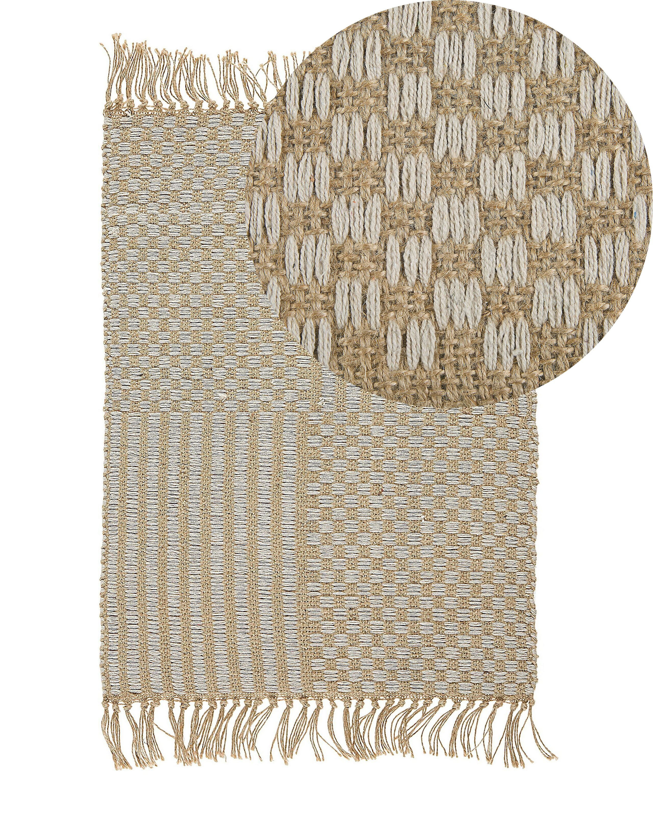 Dywanik chodnik juta frędzle 50x80 cm beżowy