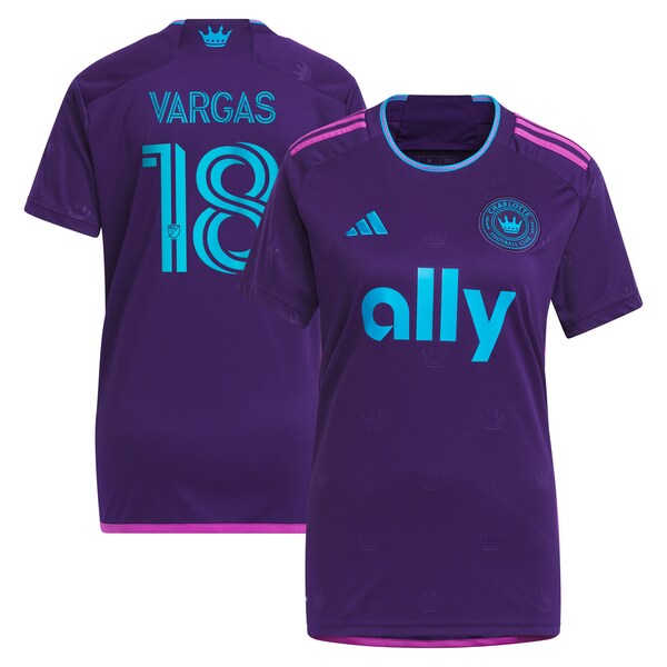 Kerwin Vargas Charlotte FC adidas Women's 2023 Crown Jewel Kit Replica Player Jersey - Purple