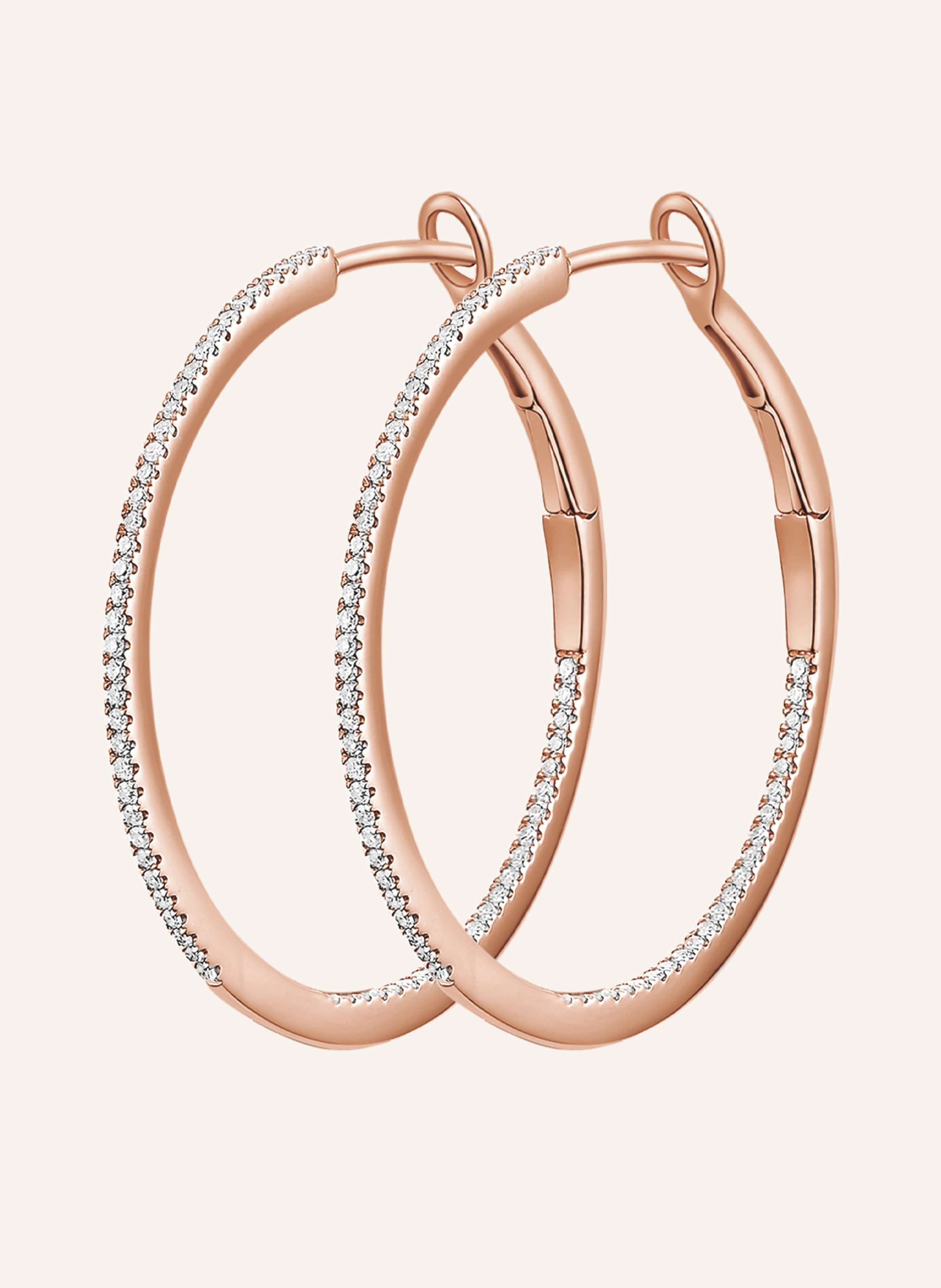 Leaf Creolen CIRCLE M aus 18 Karat Roségold mit Diamanten