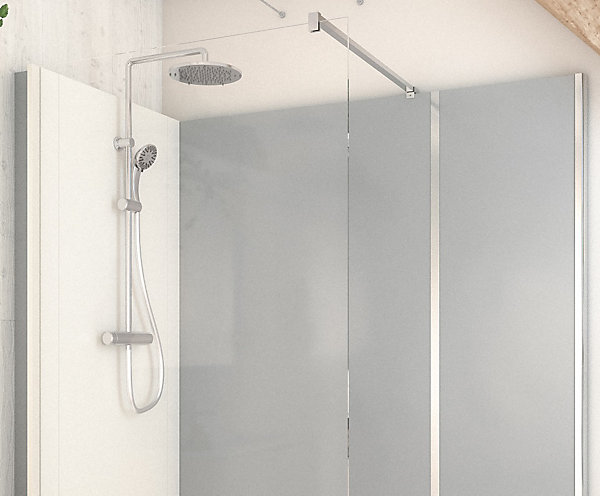 Cabine de douche à l’italienne l.90 x L.170 x H.218 cm – effet ciment, receveur de plain-pied, Elmer Serenity