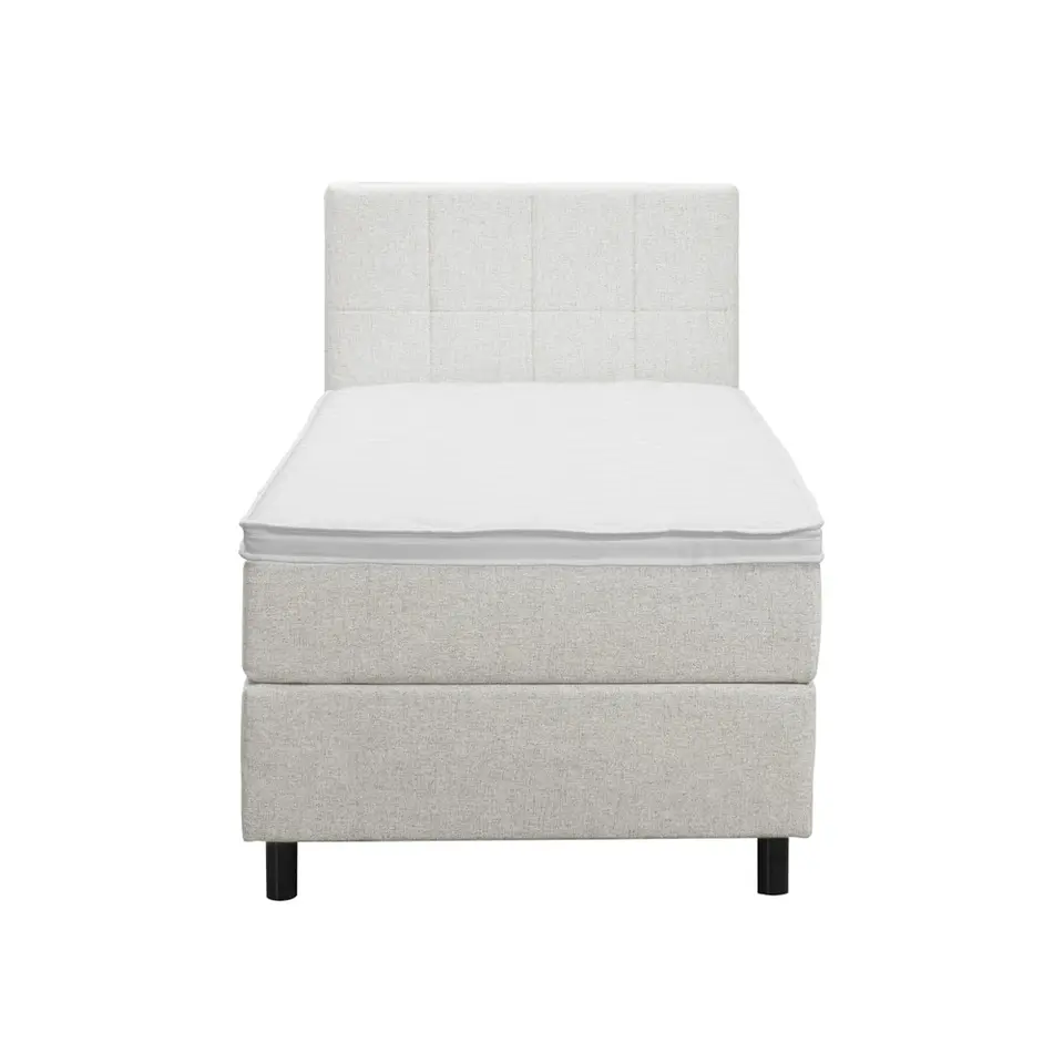 Boxspring Liv geblokt - ecru - 90x200 cm - ronde poot