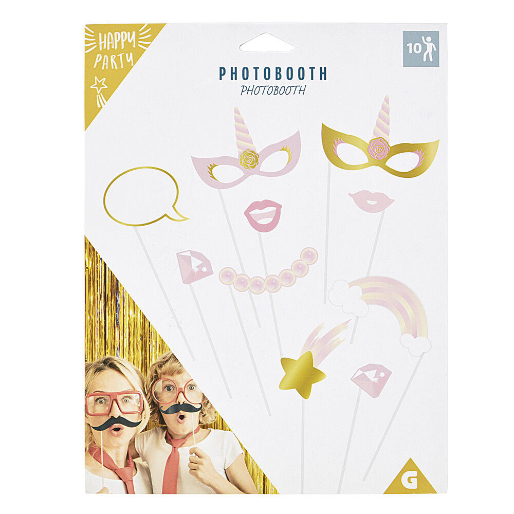 Kit photo booth licorne 10 pièces