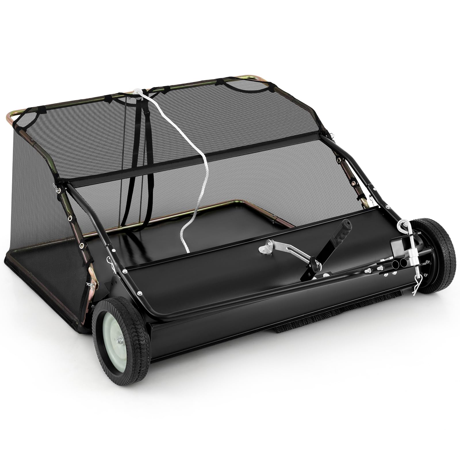 Lawn Sweeper Tow Behind with Large-Capacity Hopper Bag(42)