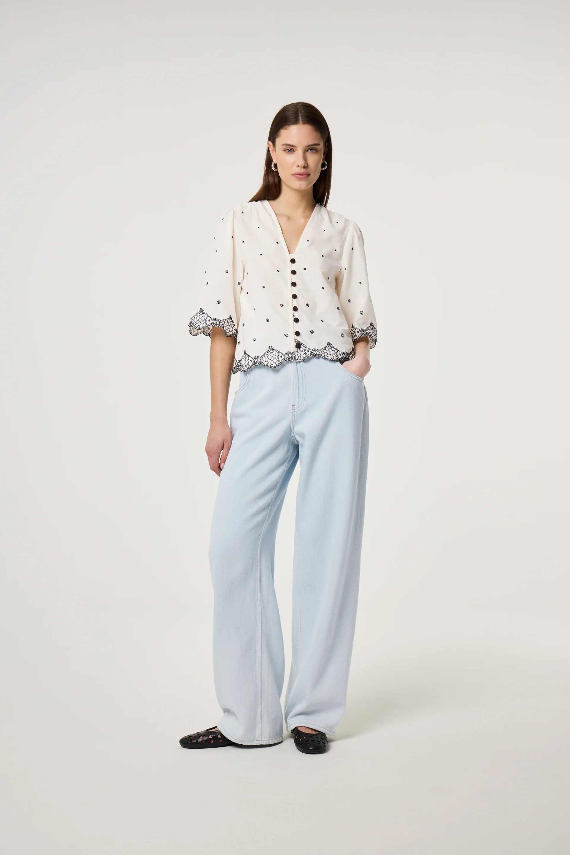 Tylera Blouse | Cosy White/Black