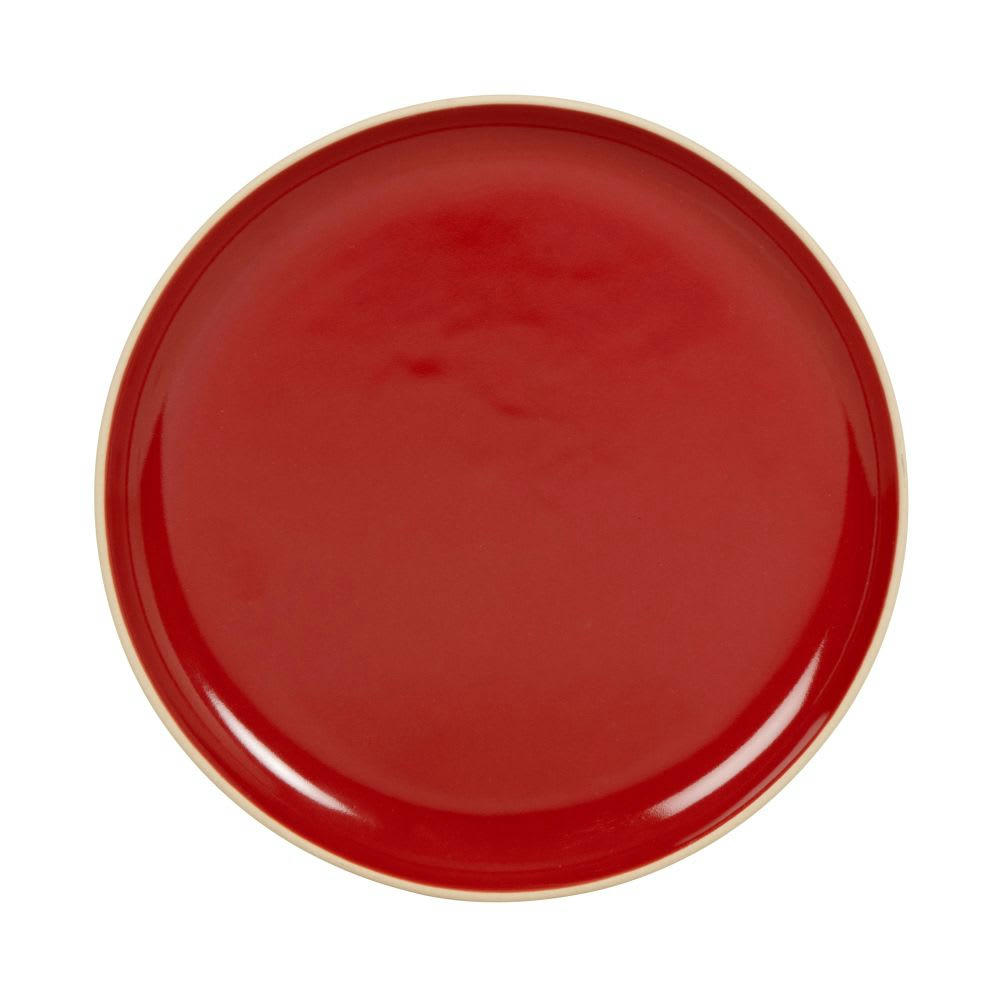 LUCIOLE - Assiette à dessert en grès rouge et blanc