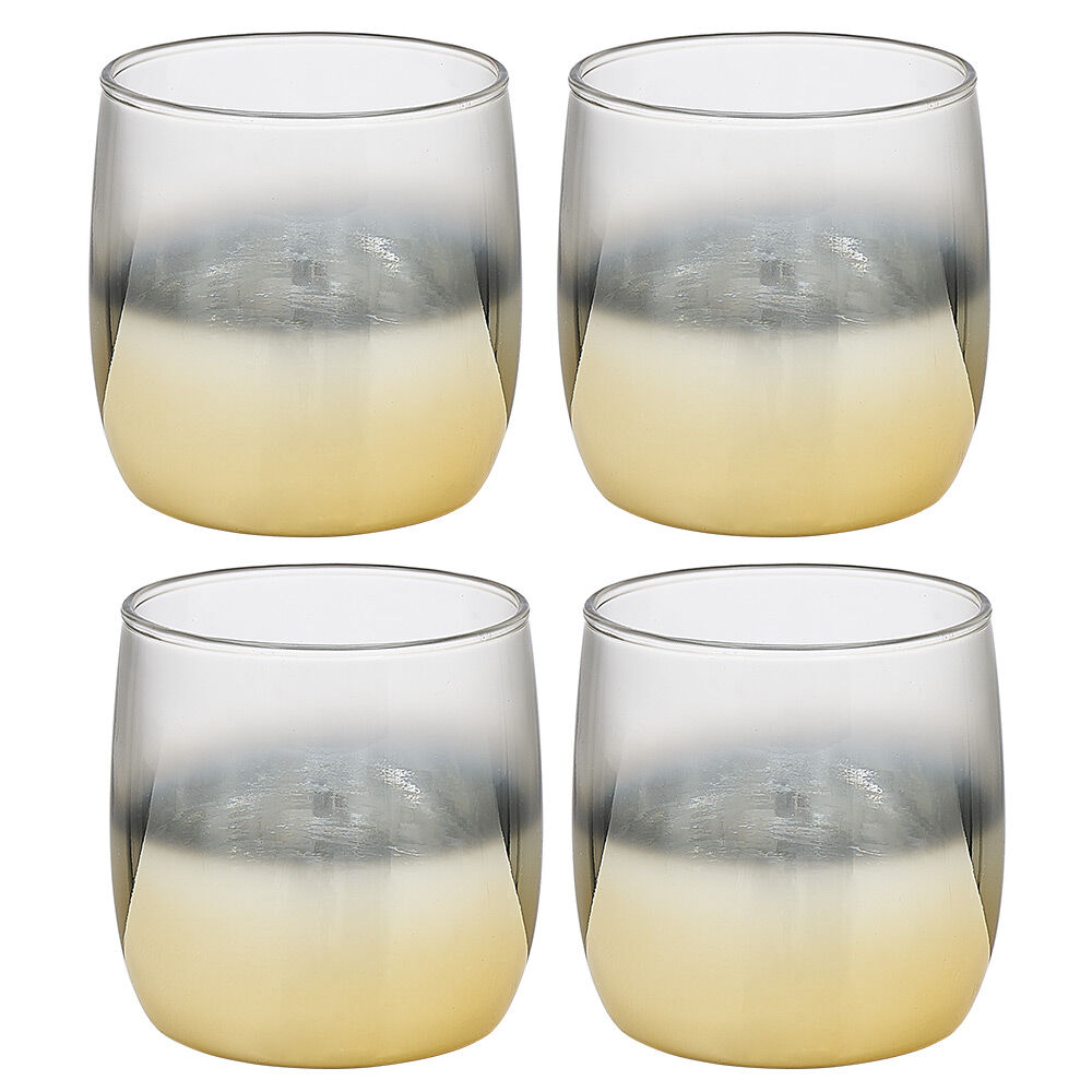Gobelet en verre transparent pied doré x4
