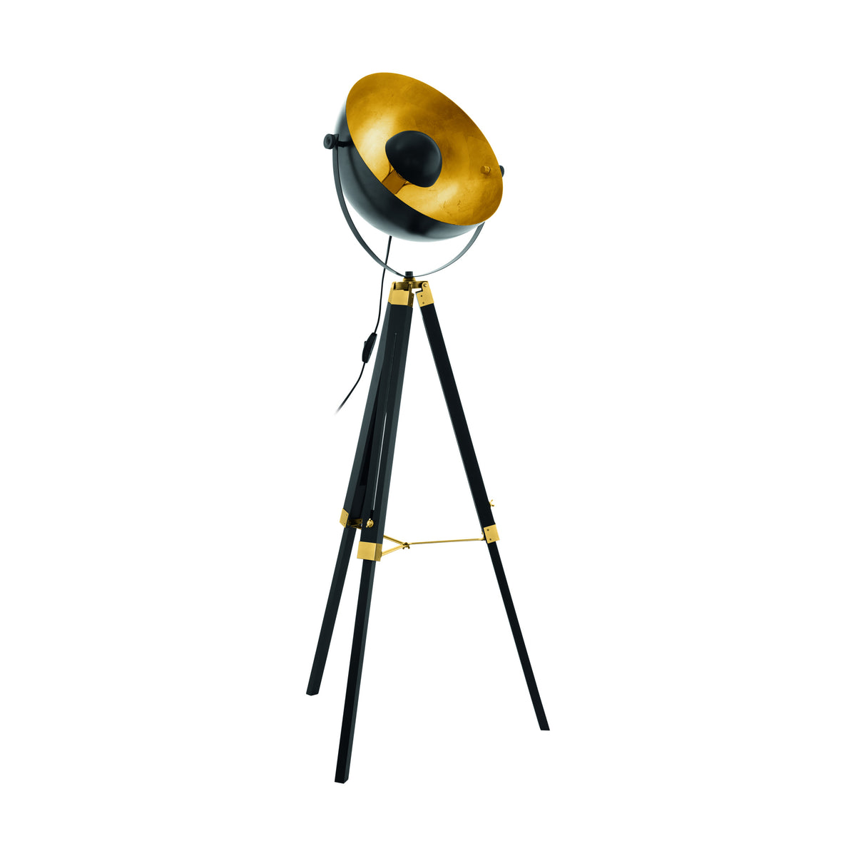 EGLO vloerlamp Covaleda - e27 - 164 cm - zwart, geelkoper, goud