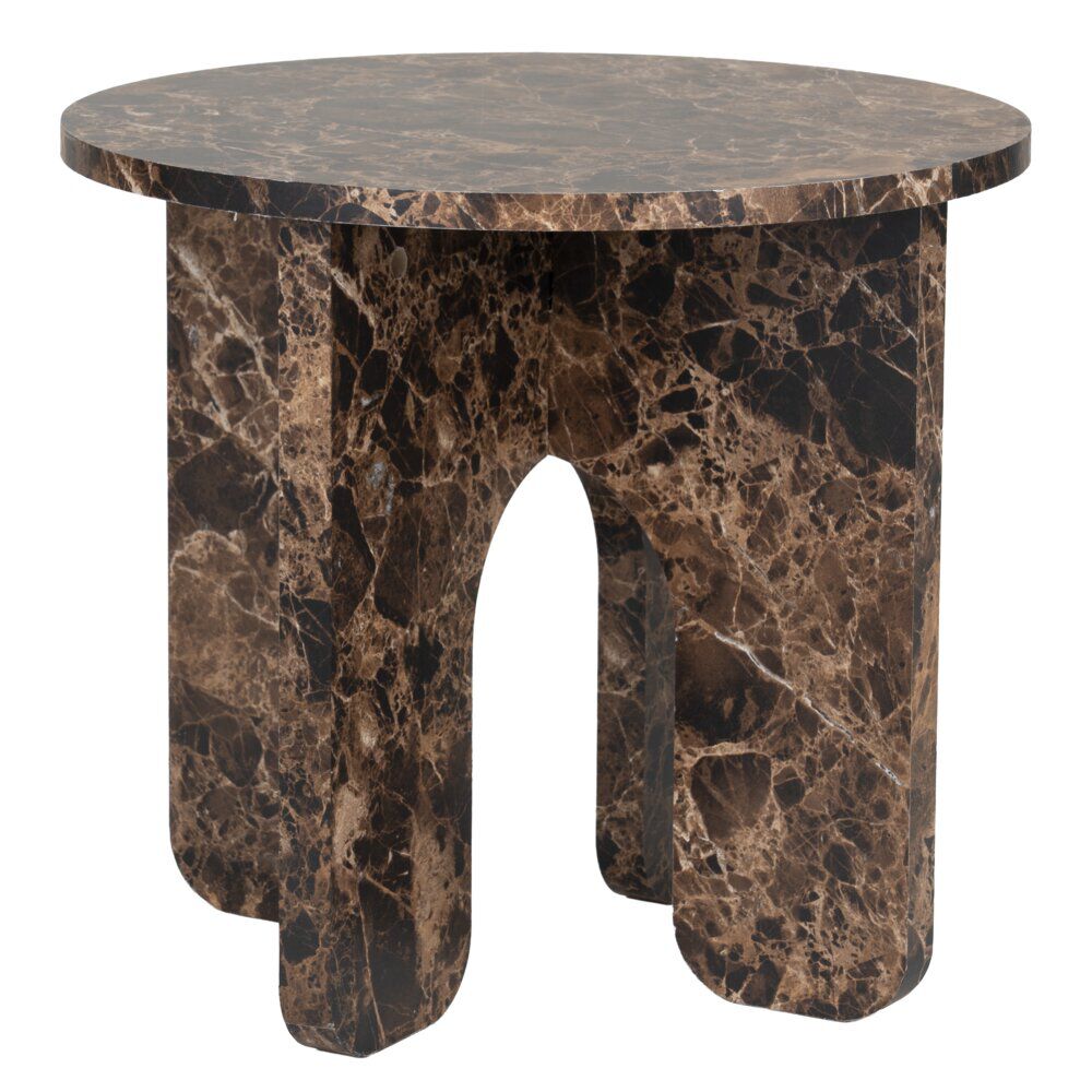 Table basse ronde Terra bois marron effet marbré Ø40xH40cm