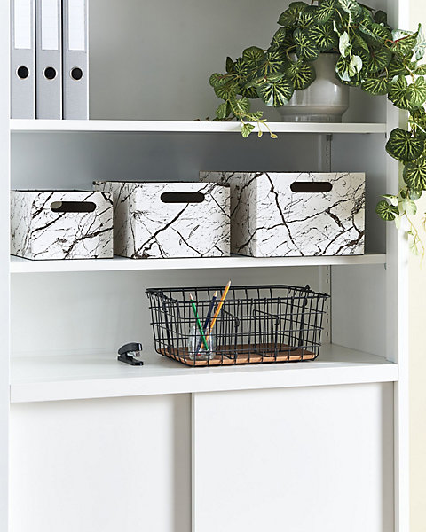 Lot de 3 boîtes LARSA Cuir PU Blanc