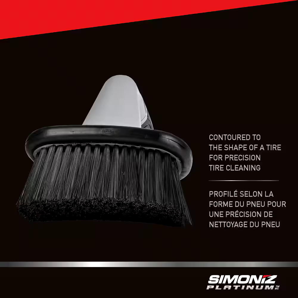 SIMONIZ Platinum Contour Double-Loop Multi-Sided Brush Head Tire Brush, Black & Grey, 1-pc