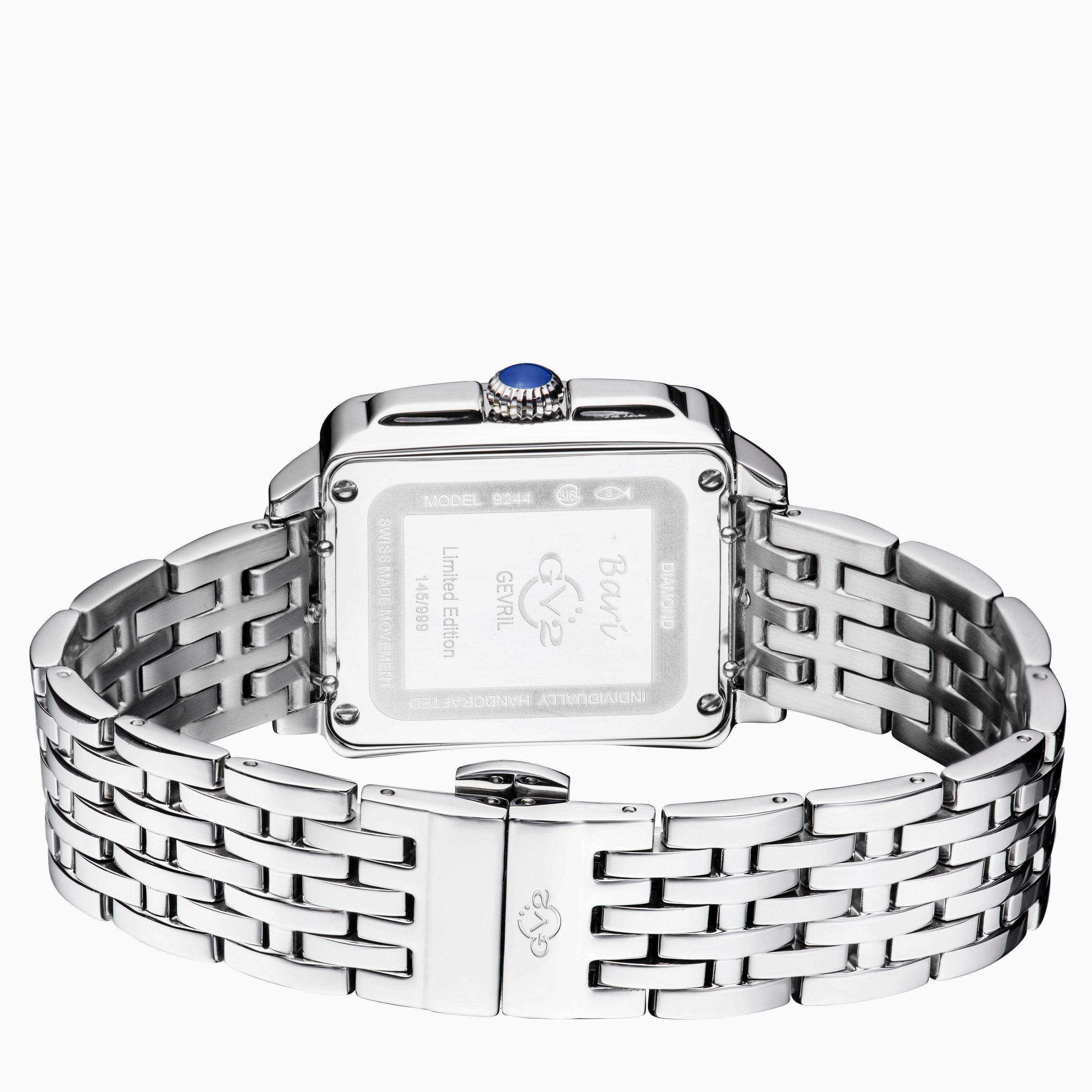 GV2 Bari Diamond Set Luxury Watch with Swiss Quartz Movement Stainless Steel Bracelet, 30 MM, Sapphire Crystal