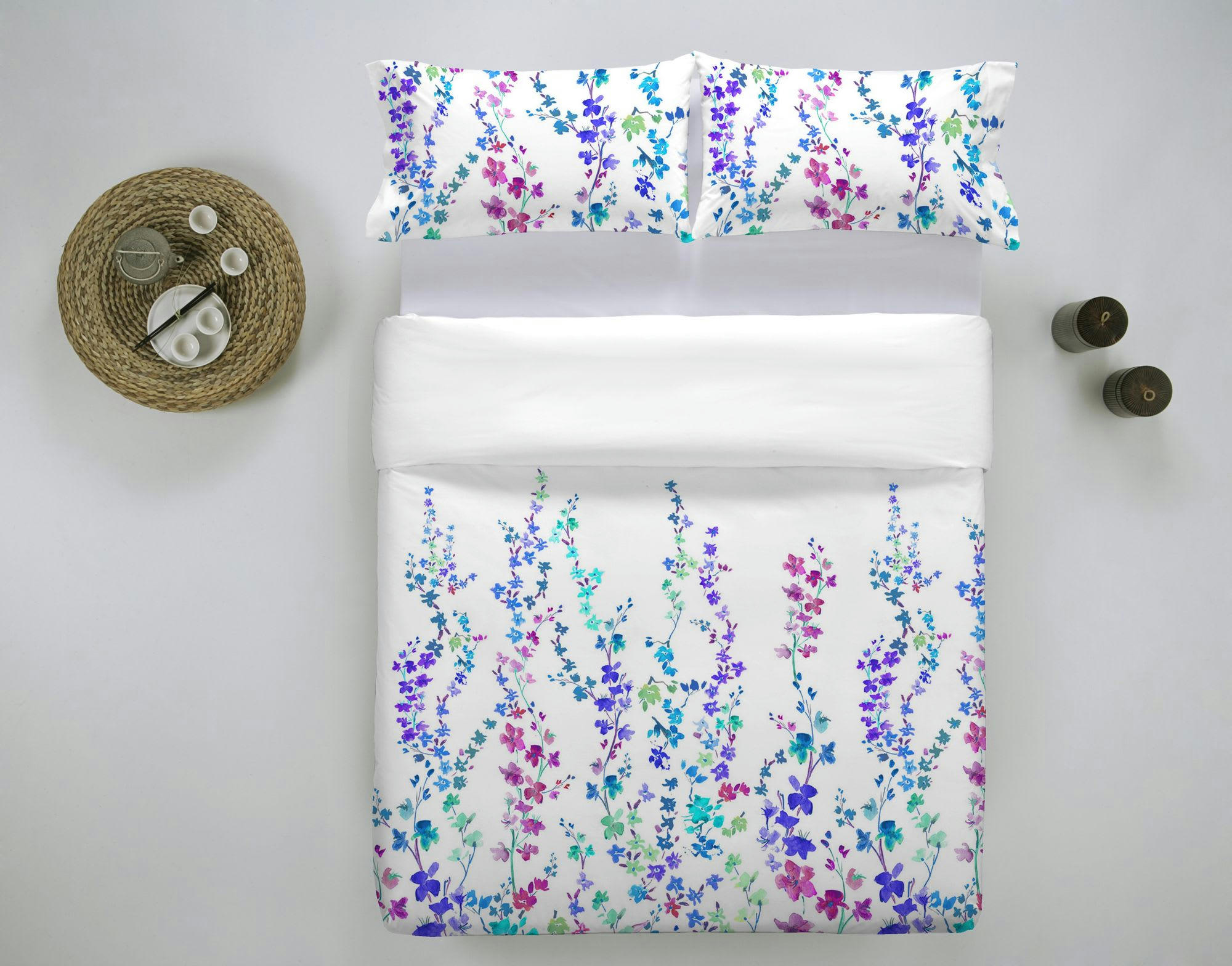 HAKU BLUE - Housse de couette imprimé en percale Coton Multicolore 140x200 cm
