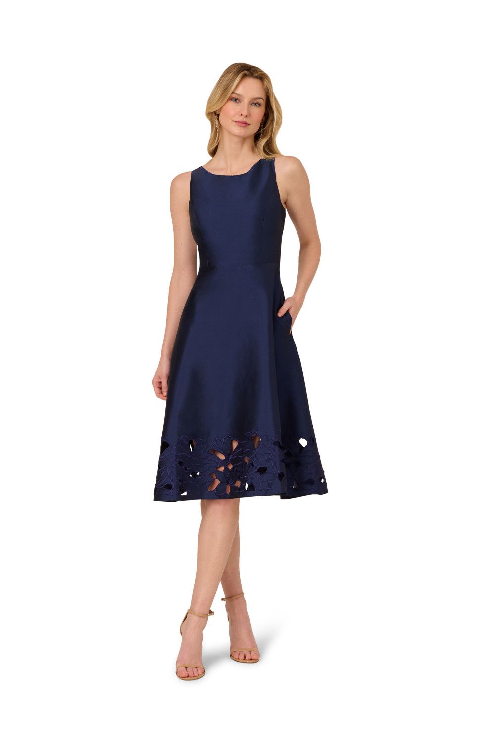 Adrianna Papell Taffeta Cutwork Dress
