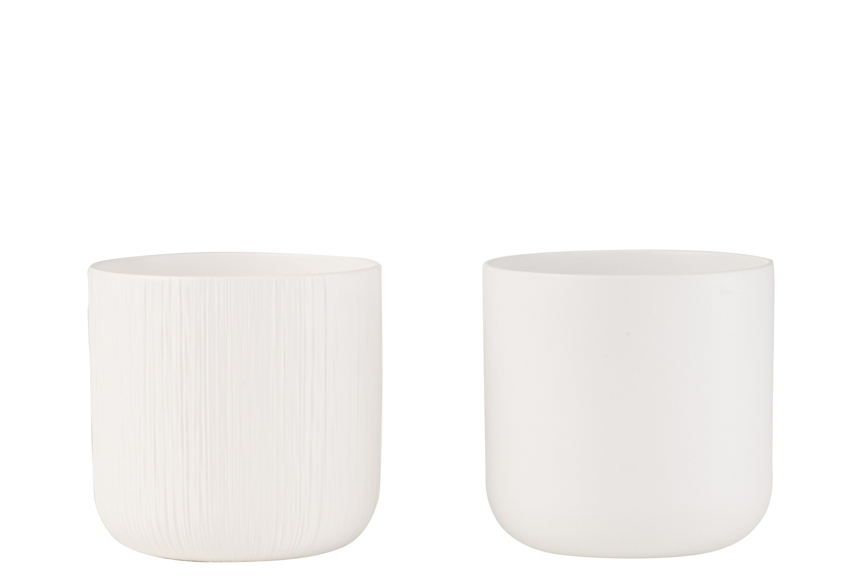 J-Line bloempot Gen - keramiek - wit - extra large - 2 stuks - Ø 21 cm
