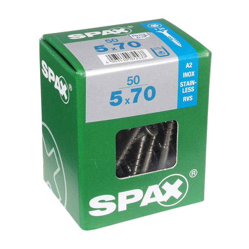 Vis TF Torx en inox Ø 5 x 70 mm 50 pièces SPAX