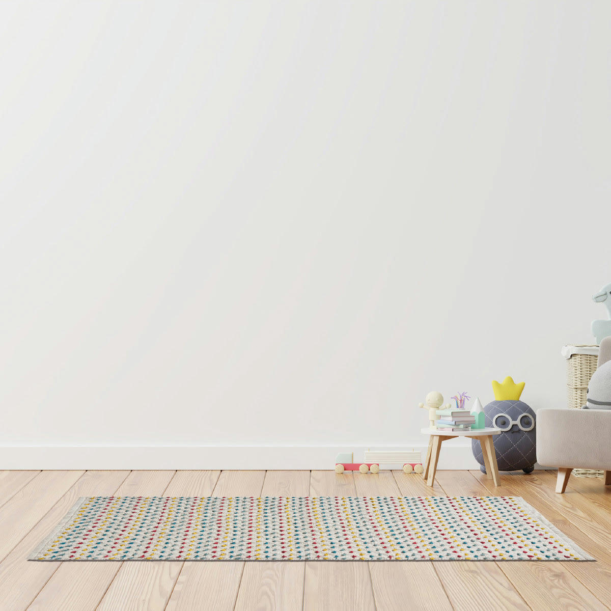 FOLK COLORS - Tapis coton fantaisie multicouleur 60x120cm