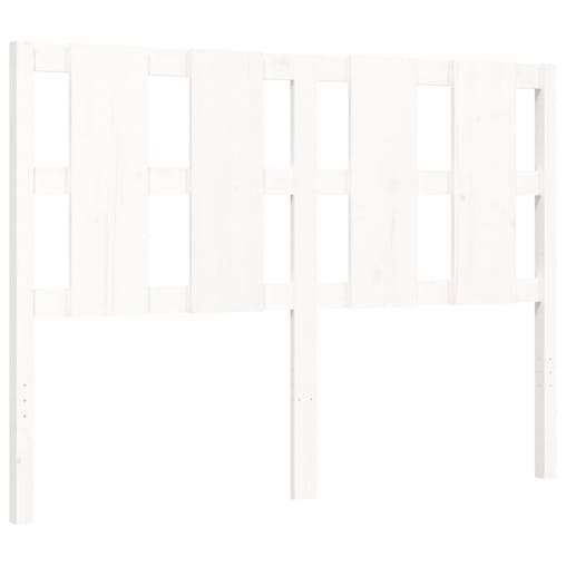 NNEVL Bed Frame with Headboard White 137x187 cm Double Solid Wood