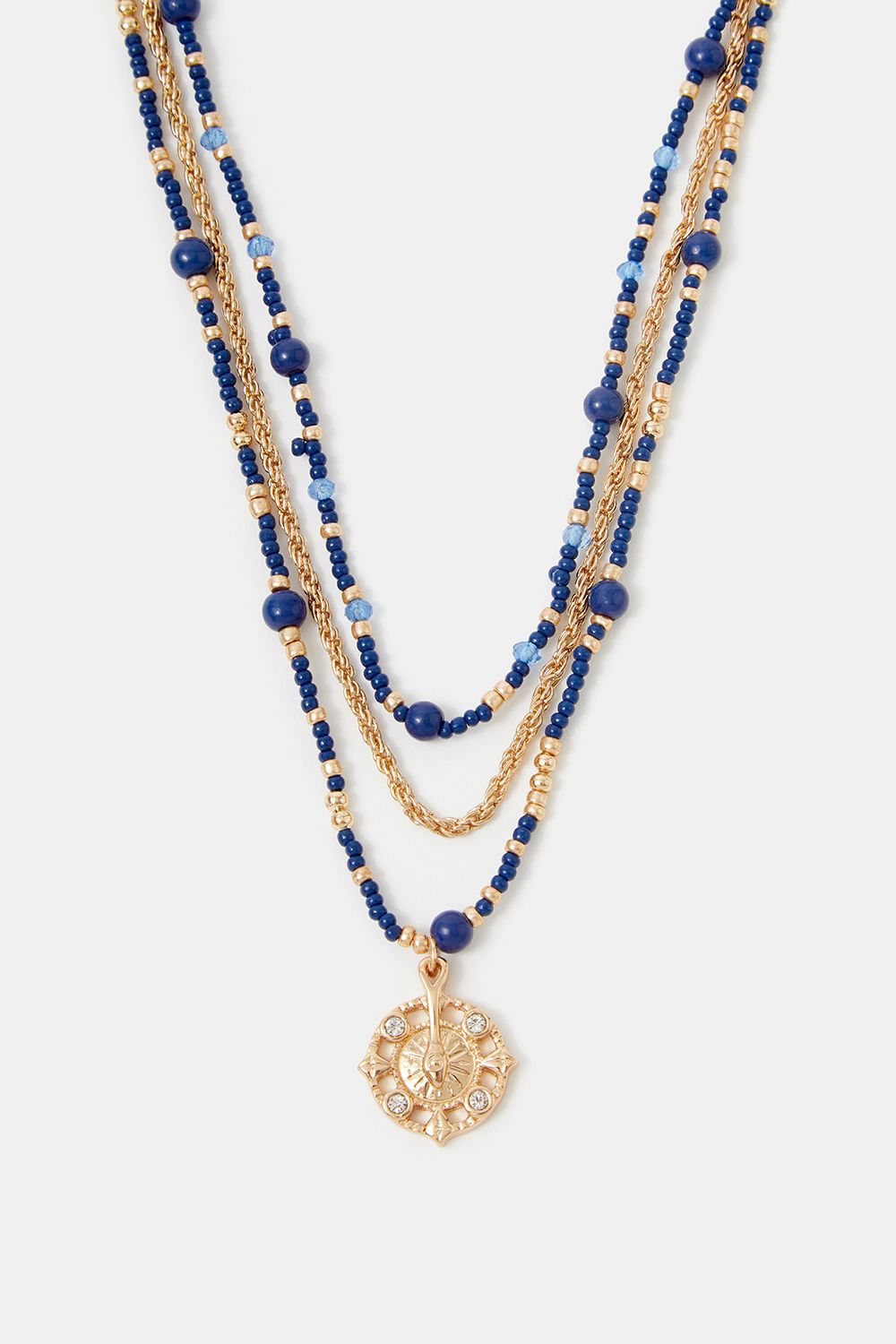 Accessorize Layered Beaded Pendant Necklace