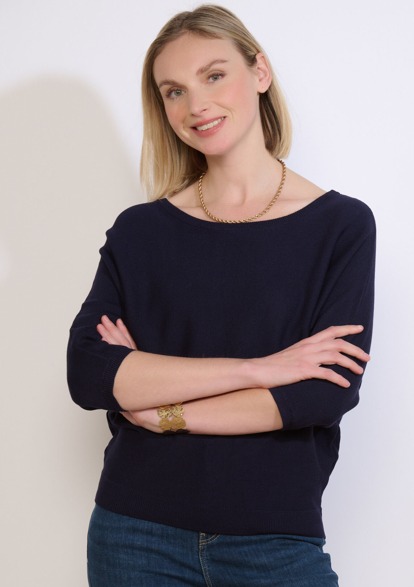 Losse trui met boothals