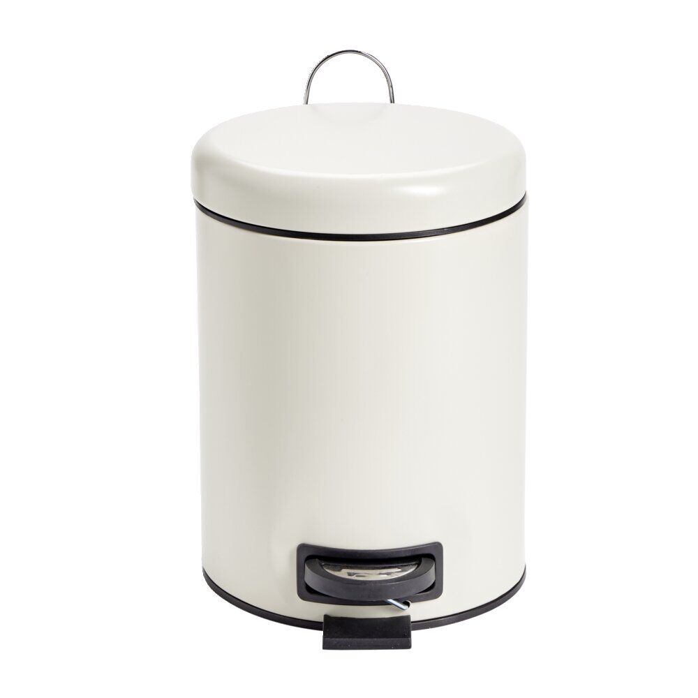 Poubelle à pédale salle de bain métal beige 5L Ø20,5xH27,5cm