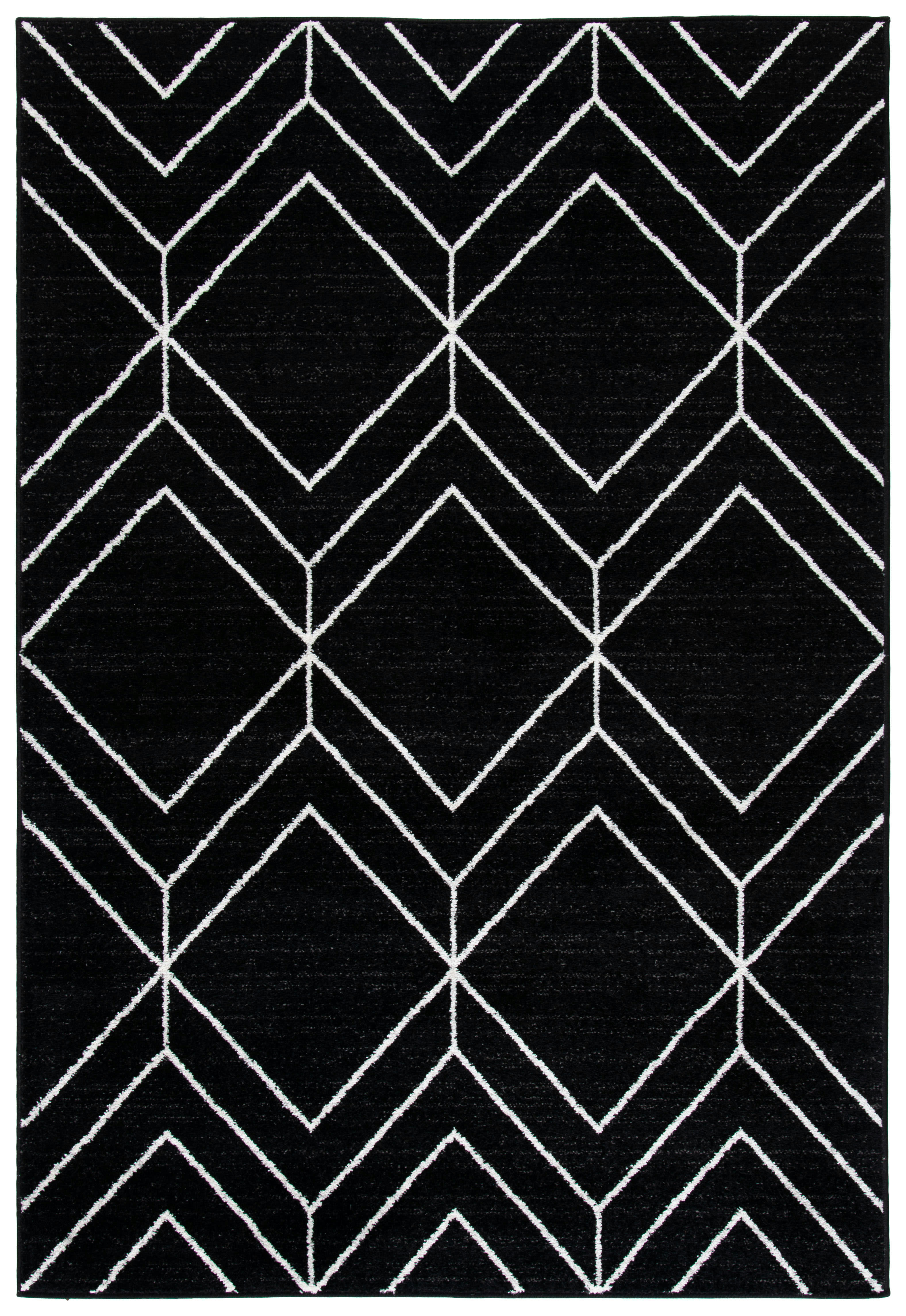 ADIRONDACK - Tapis de salon interieur en noir & ivoire, 155 x 229 cm