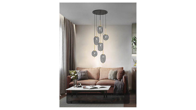 Lampa wisząca Belleville 6-punktowa metalowa czarna