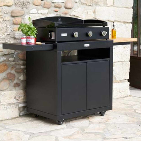 Desserte meuble 80 avec tablettes en Acier Noir - Le Marquier