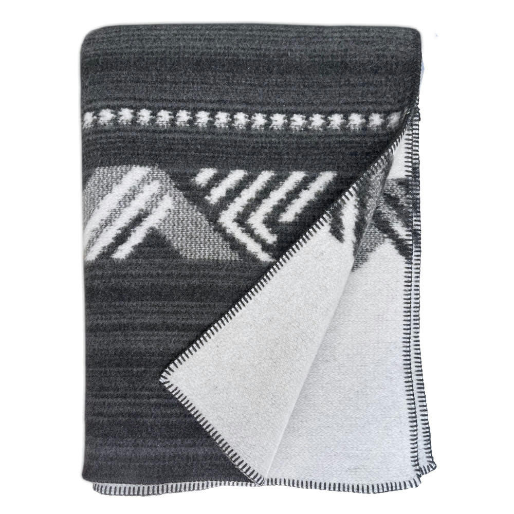 MOCHICA - Couverture en laine noir 200x220