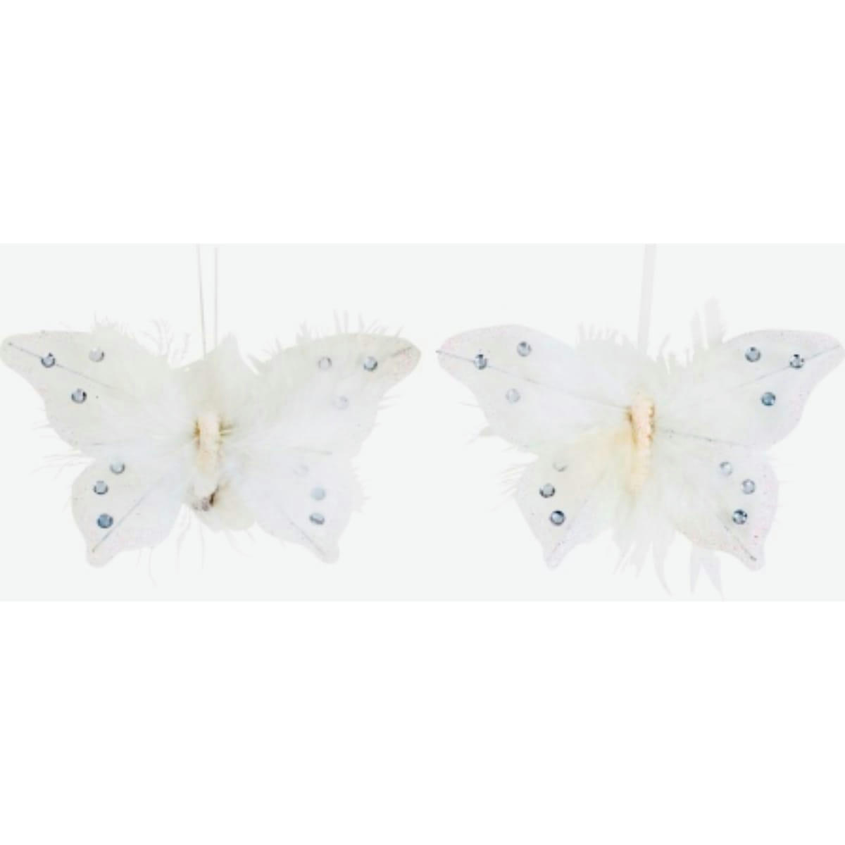 - Set de 2 papillons à clipser blancs L14